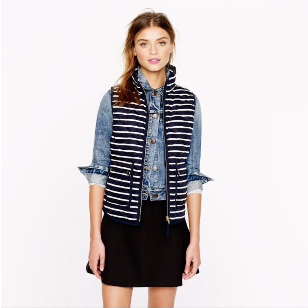 J.Crew Excursion Quilted Puffer Vest in Stripes